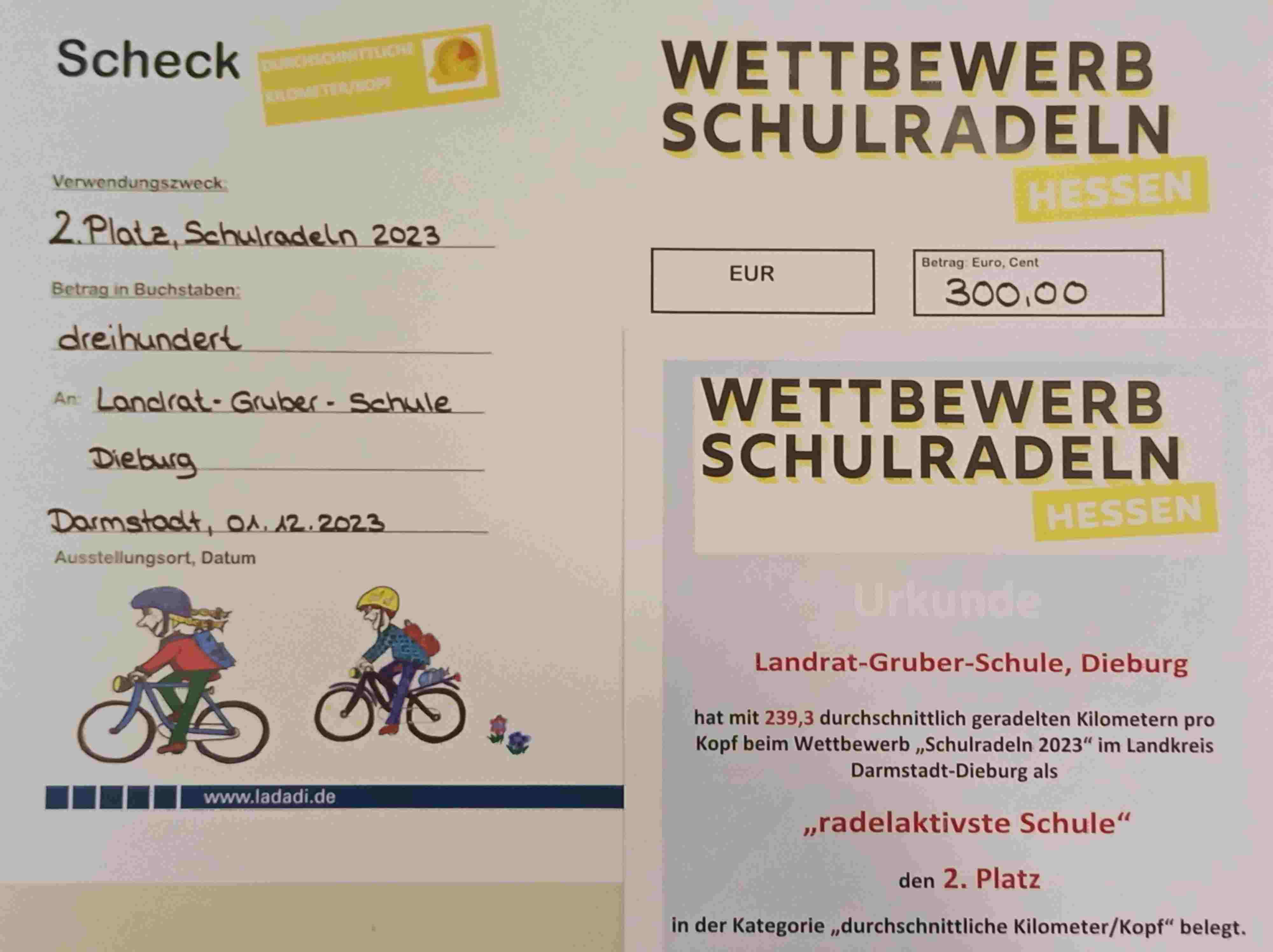 Urkunde und Scheck
